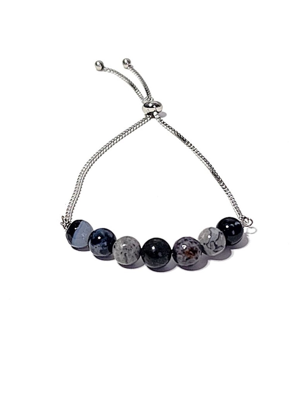 Black & gray gemstone slider bracelet